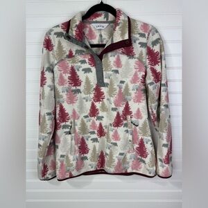 Orvis bear print pullover fleece sweatshirt. Size Small.